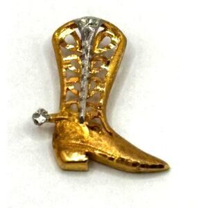 14K Yellow Gold cowboy  boot Pendant 1"